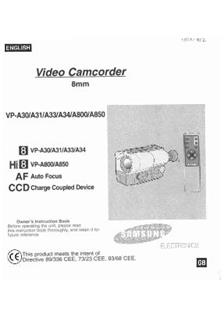 Samsung VP A 30 manual. Camera Instructions.